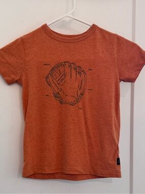Crewcuts Orange Graphic Tee with Baseball Glove Illustration